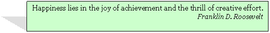 Text Box: Happiness lies in the joy of achievement and the thrill of creative effort.
Franklin D. Roosevelt
